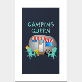 Camping Queen Funny Camper Shirt Gift. Funny camper graphic design with the quote, CAMPING QUEEN Posters and Art